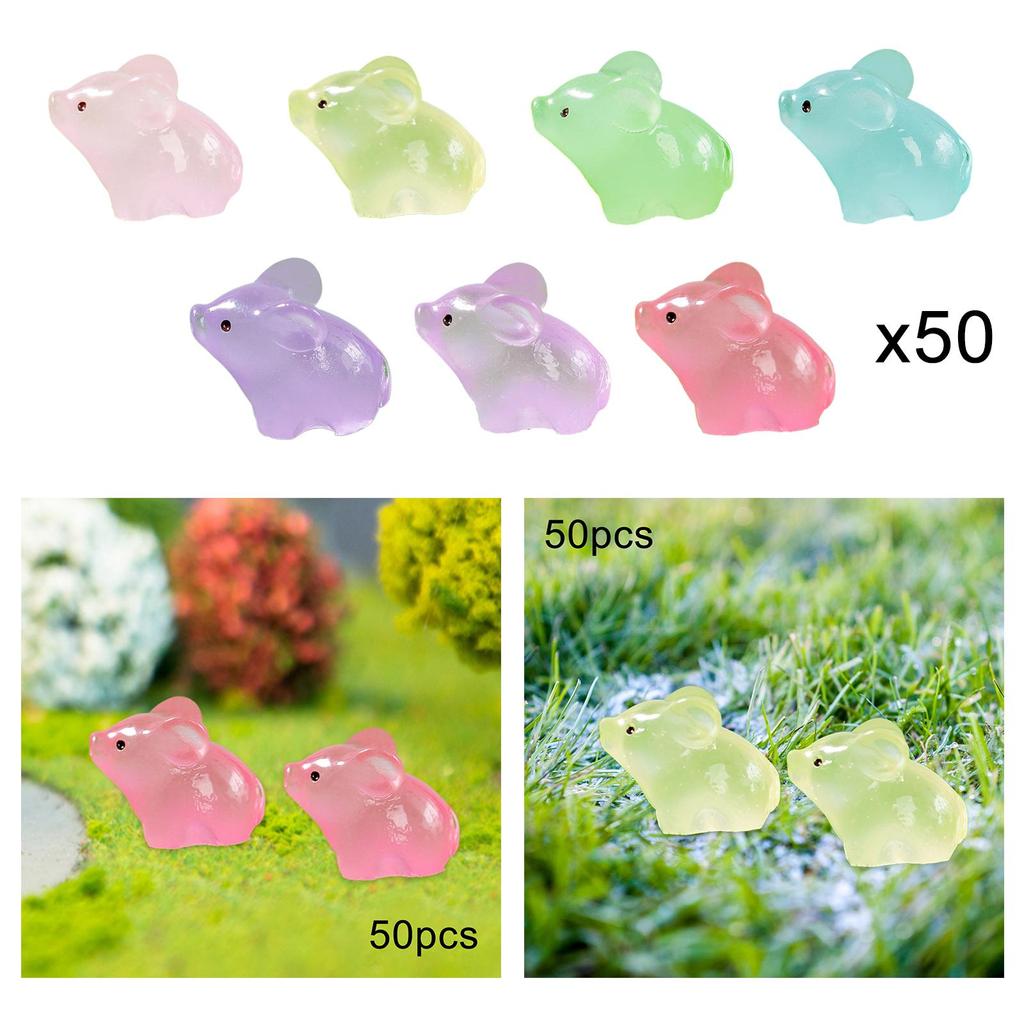 50 Pieces Luminous Pig Mini Animal Figurines Glow At Night Home Decor Micro Landscape Decoration for Birthday Party Christmas