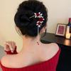 Retro Rose Hairpin For Women Chinese Style Tassel Hair Stick Pins Hair Clips Flower Handmade Hairpins Valentine'S Day Headwear