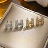Koreanischer Zirkon H-Buchstaben Ohr Damen Design Hochwertiges Gefühl Steckerohrringe Für Damen Mode Leichter Luxus Schmuck Geschenke