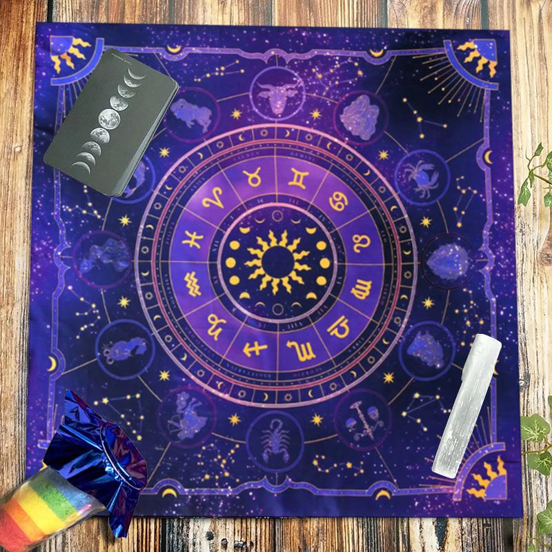 1 stk Tarotkort Duk 12 Zodiak Kortspill Spådomskort Matte Brettspillduk Duk Dekorasjon Hjemmeinnredning