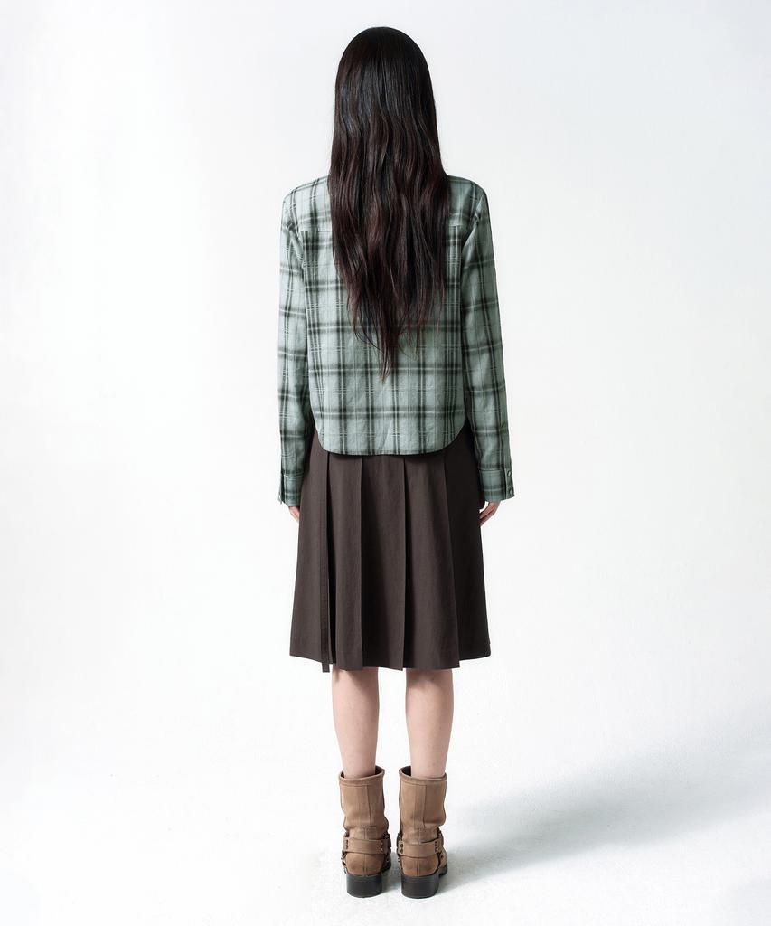 Insilence Woman Raw Cotton Pleated Skirt Brown