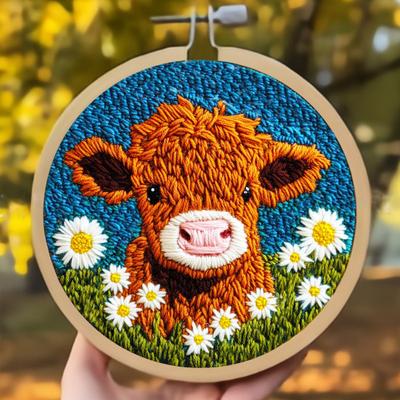 DIY Punch Embroidery Kit Highland Cow Punch Needle Kit Punch Needle Embroidery Starter Craft Set for Adults And Children Festival Gift