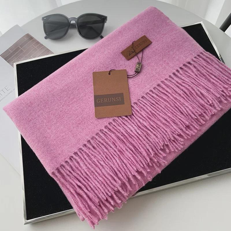 Unisex Solid Color Imitation Cashmere Scarf - Autumn/Winter Korean Style Tassel Shawl