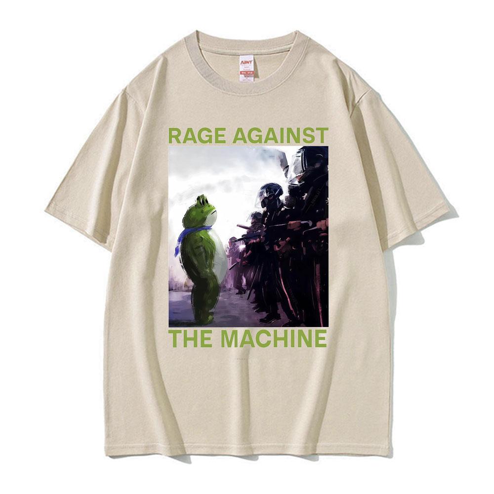 Rage Against The Machine Portland Frog Protest Meme T Shirts Men Women Summer Cotton Oversized T Shirt Fashion 90s Retro Tshirt