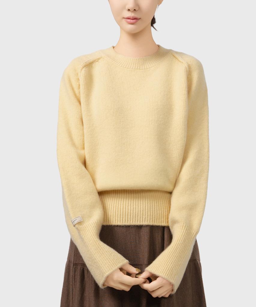 Keulleiseu Tana Semi-Crop Knit Sweater_Gray