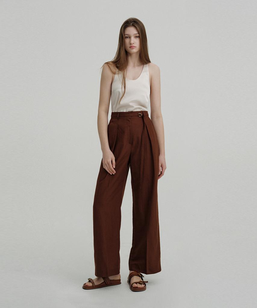 AVA MOLLI Belted One-Tuck Pt (Brown)