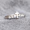 Huitan Dainty Cross Finger Ring with CZ for Women Wedding Bands Accessories Fancy Rings Anniversary Gift Trendy Jewelry