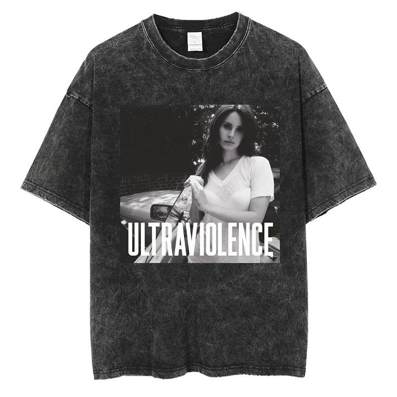 S Singer Lana Del Rey Washed TShirt Harajuku Men Women Retro ShortSleeve Fashion TShirts Oversized Cotton Tees Streetwear