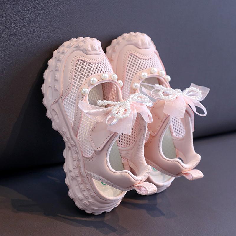 Girls' princess sandals summer new children's Baotou foreign pearl single mesh shoes for children mesh sneakers