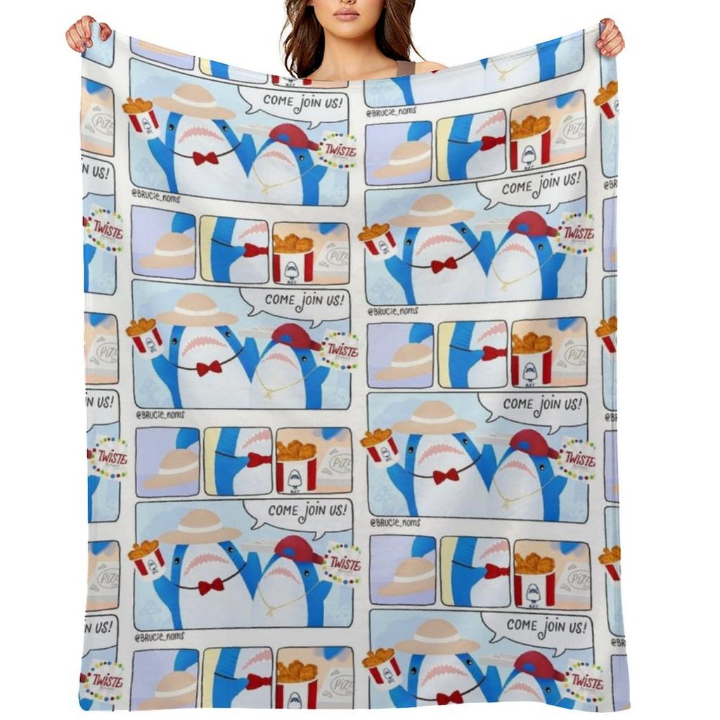 Blahaj comic: picnic party Throw Blanket Hairys Summer Beddings Decoratives Soft Plush Plaid Blankets