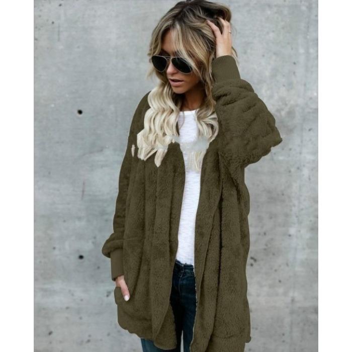 A Mid-length, Double-sided Faux Fur Coat for Women's Autumn and Winter Woolen Warm Jacket