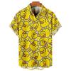 Ny herrskjorta Little Yellow Duck Hawaiian Beach Tops Roliga kortärmade skjortor 3D-tryckt Casual Fashion Blus Herrkläder
