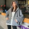 New Autumn and Winter Velvet Hooded Sweatshirt for Women Loose College Style Zipper Student Cardigan Long-sleeved Jacket