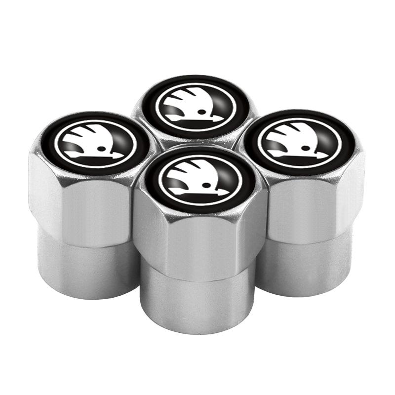 wsmrp6 4pcs Car Styling Aluminum Emblem Wheel Tire Valve Stem Air Caps for Skoda Fabia Rapid Yeti Superb Kodiaq S Octavia A5 A7 VRS VII