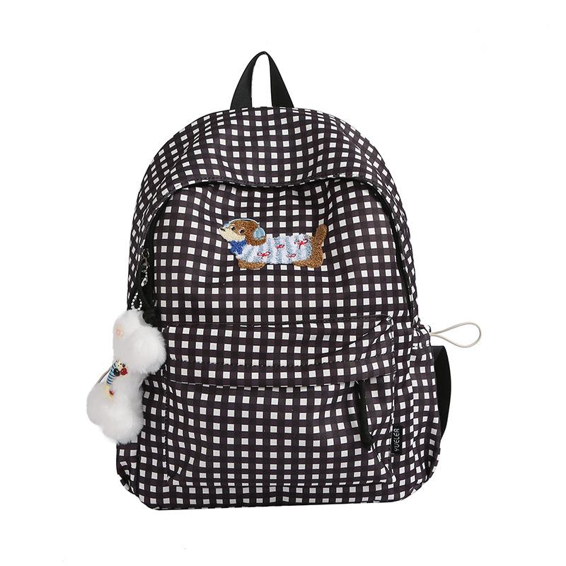 Schoolbag1011 spring new product high value small fresh plaid puppy female primary and secondary school students casual backpack