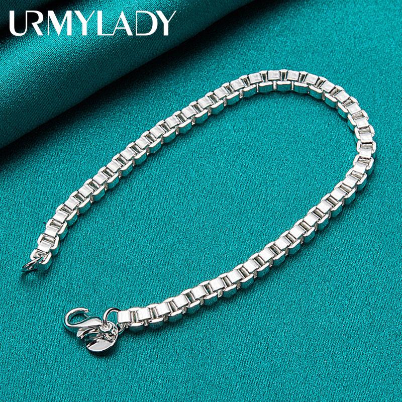 925 Sterling Silver 3mm Chain Bracelet For Women Men Wedding Party Fashion Jewelry