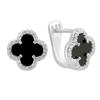 Silberohrringe mit natürlichem Onyx und Zirkonia (60002100)