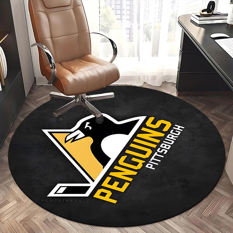 Tapis de sol rond pour chaise de hockey sur glace Pingouins - Tapis de bureau, Antidérapant, Convient pour la décoration des salons, des chambres.1205022a