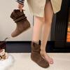 Mode Femme 2025 Bottes en Daim Extérieur Décontracté Bottes Plates Confortables Semelle Souple Bottine Courte à la Cheville Luxe À Enfiler Chaussures Dame