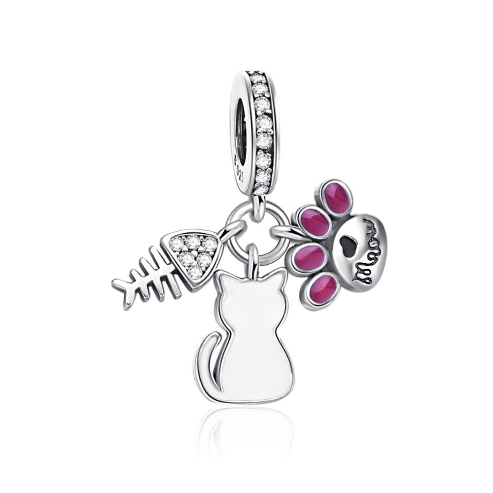 Animals Charm Bead Charms copper Cat Pets Paw Print Kennel Bead Charms Compatible With Authentic Bracelets Necklaces Do It Yourself Pendants Fashion J