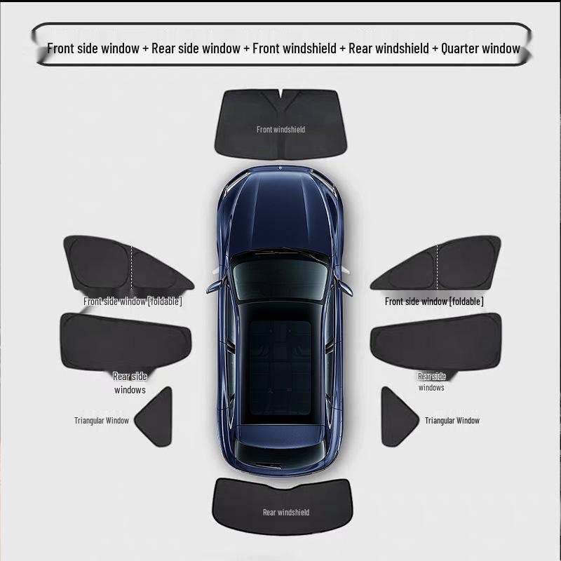 AITO New M8 Car Sunshade Set: Front Windshield & Second Row Side Windows Privacy Curtains