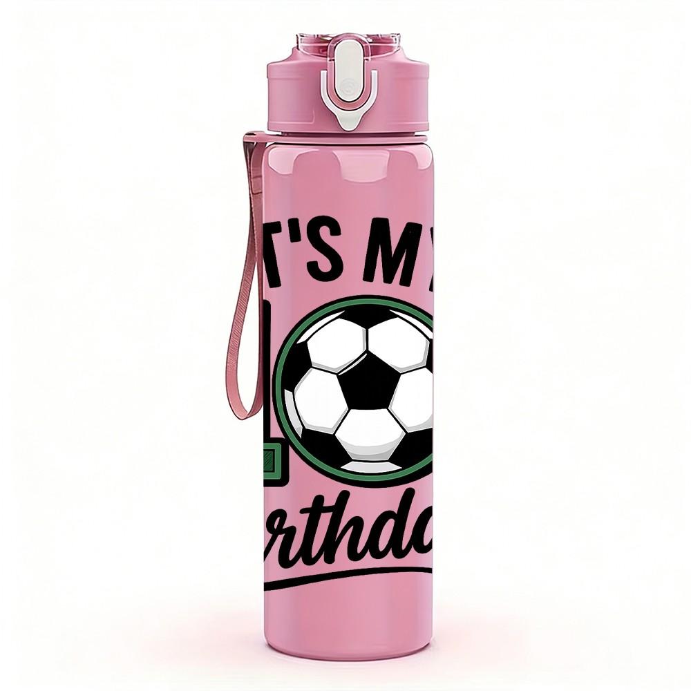 1PC Its My 1st Birthday Soccer 750ml Color Plastic Sports Water Bottle Leakproof Flip Straw Lid Suitable for Sports Office Home Use