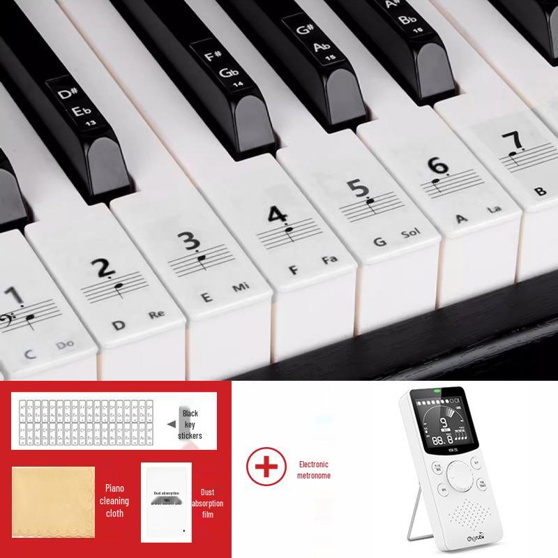 Autocollants colorés pour clavier de piano 88, 61 et 54 touches - Autocollants de notes avec chiffres et portées pour claviers électroniques