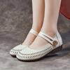Retro Women's Shoes Summer Flat Slippers Cowhide Soft Bottom Leather Sandals