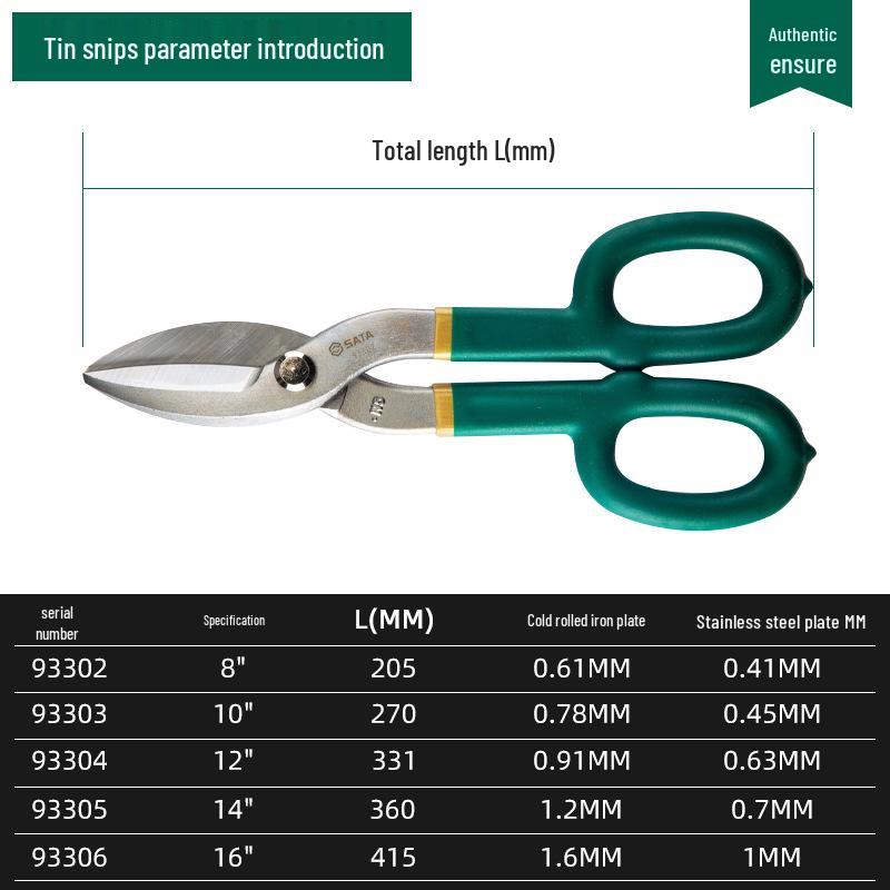 SATA 93302-93306 Tin Snips - Hardware Tin Cutters