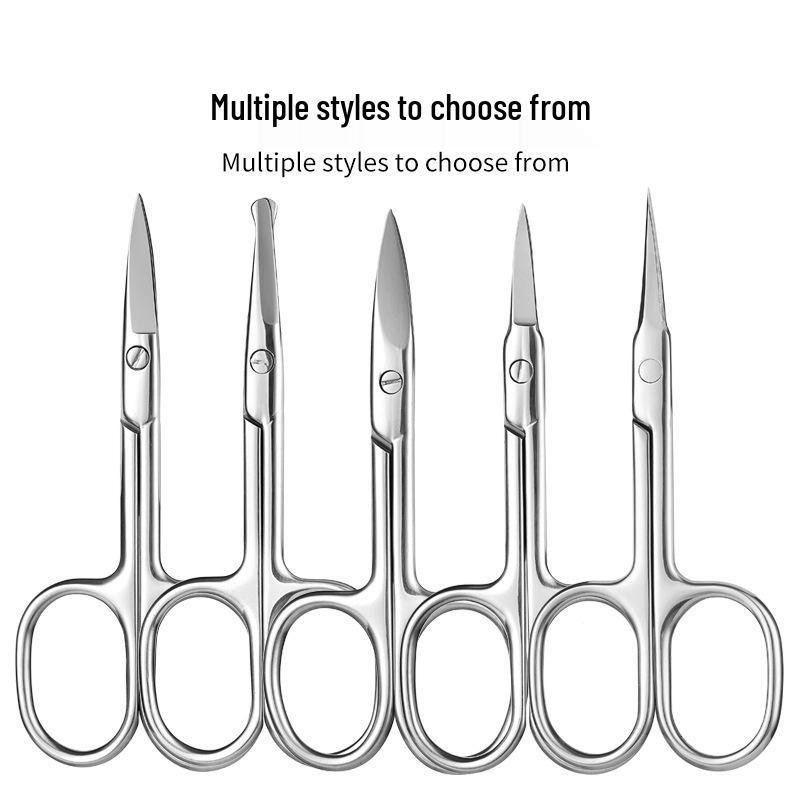 Stainless Steel Russian Style Curved Scissors & Nail File Set for Cuticles, Eyebrows, Nose Hair, and Ingrown Nails