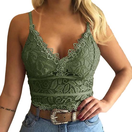 Women Lace Sexy Camisole V Neck Tank Top Underwear Vest Candy Color Bralette