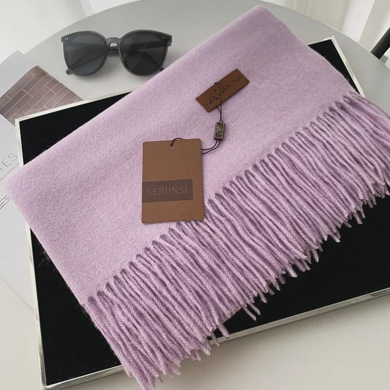 Unisex Solid Color Imitation Cashmere Scarf - Autumn/Winter Korean Style Tassel Shawl