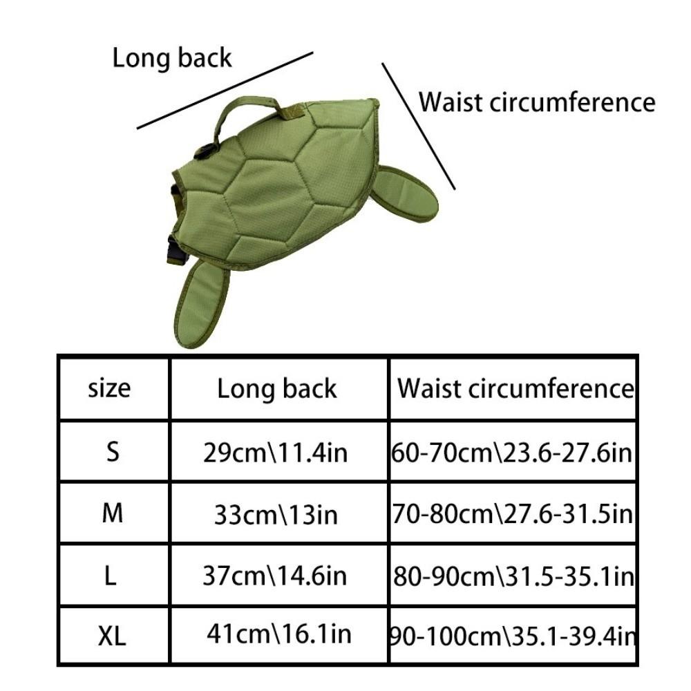 Cute Turtle Shape Pet Life Jacket Portable Handle Adjustable Dog Swimsuit Life Preserver Reflective Pet Buoyancy Suit