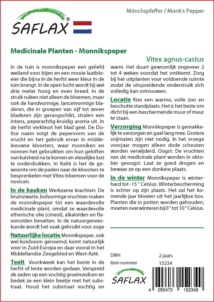 SAFLAX - Garden in the Bag - Monk’s Pepper - 30 seeds - With substrate in a fitting stand up bag - Vitex agnus-castus