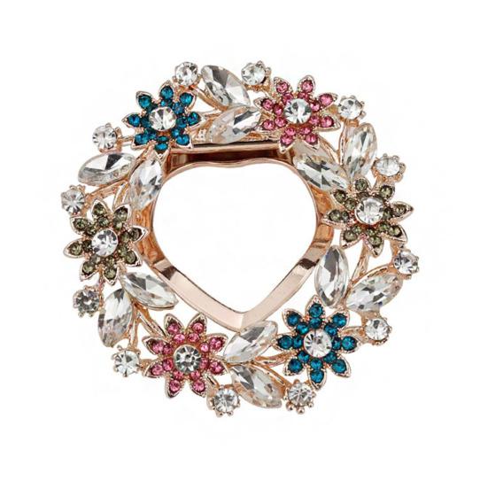 Women Scarf Fastener Sparkling Rhinestones Leaves Flower Shape Scarf Button Suits Coats Bags Scarves Badge Versatile