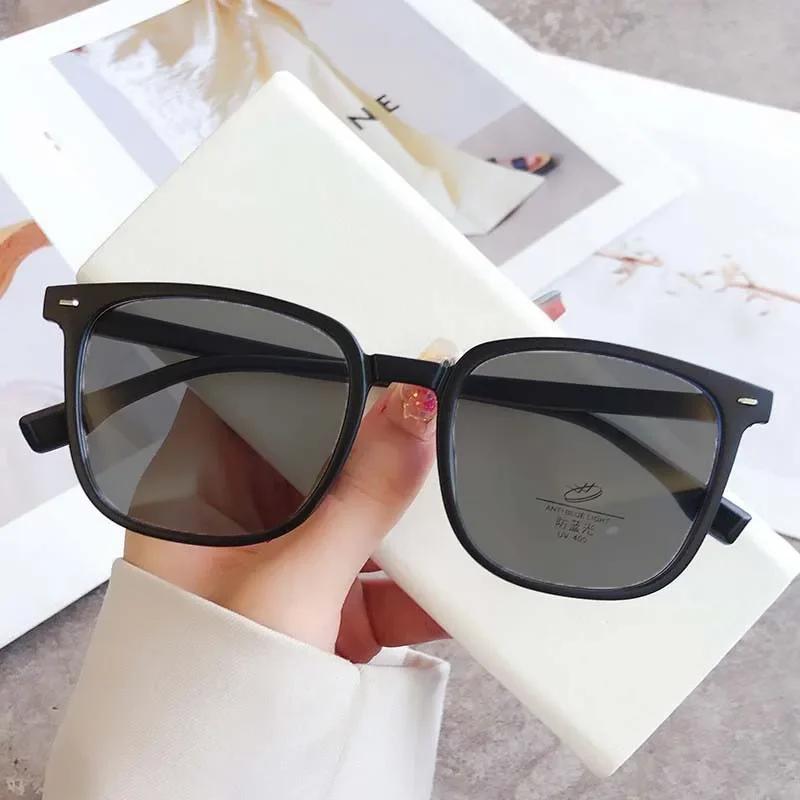 Custom Style Men for Women Sun Protection Eyeglasses Fashionable Square Large Frame Myopic Sunglasses Summer Anti UV Myopic Eyeglasses
