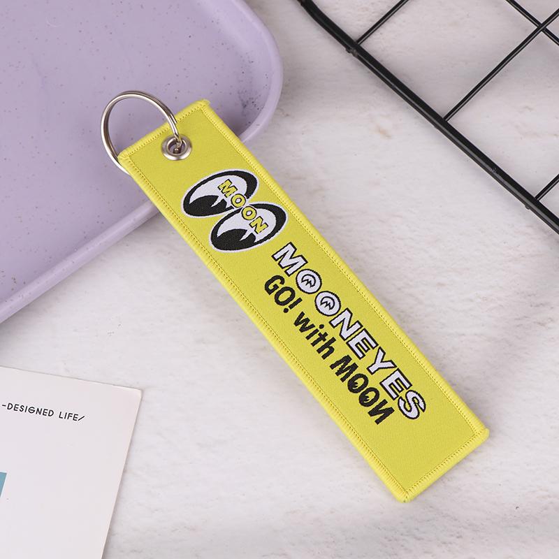 1Pc Fashion Trinket Double Sides Embroidery Tag Keychain Motorcycle Cars Key Accessories