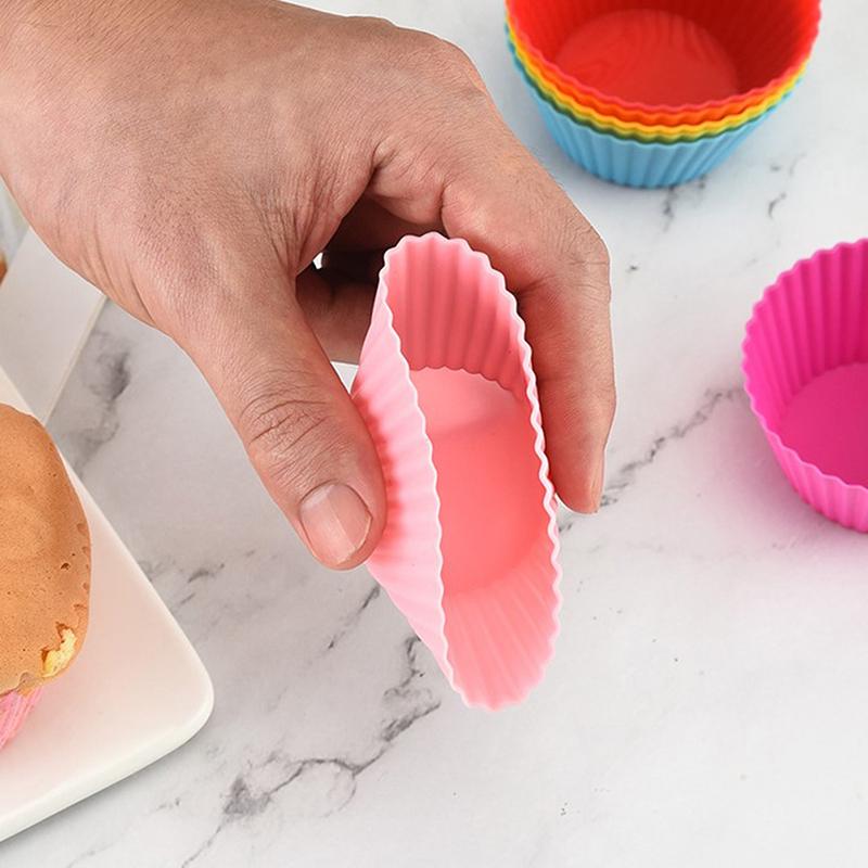 7Pcs/Lot Silicone Cake Cup Round Shaped Cupcake Baking Molds Cooking Cake Tools