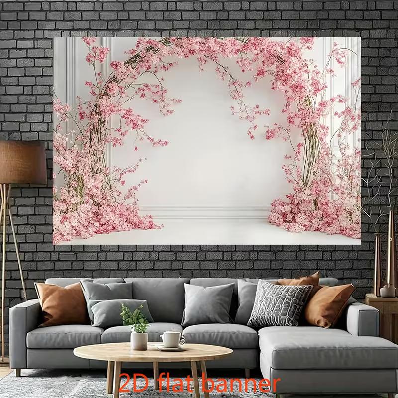 2D Floral Cherry Blossom Backdrop for Baby Shower & Spring Party Decor