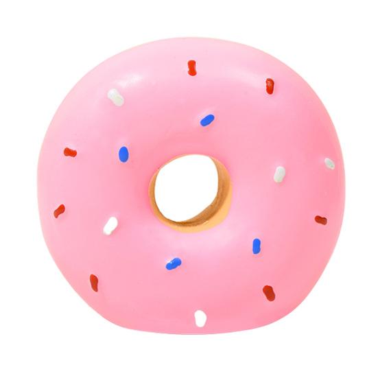 Donut Dog Toy Squeaky Latex Doughnut Dog Chew Toy Interactive Dog Training Toy for Outdoor Fetch Game Teeth Cleaning