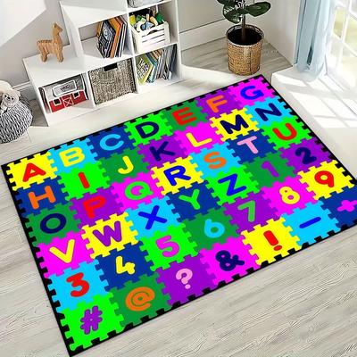 ABC Animal Alphabet Cartoon Early Educatio Kid Crawling Playroom Rug Carpet for Bedroom Living Room Sofa Doormat Decor,Non-slip