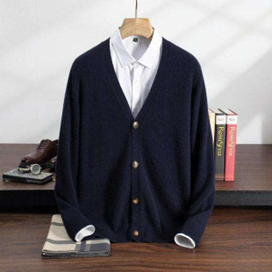2025 Autumn/Winter Women's Cashmere Deep V-neck Long-sleeve Loose Cardigan