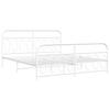Metal Bed Frame with Headboard and Footboard White 183 X 213 Cm