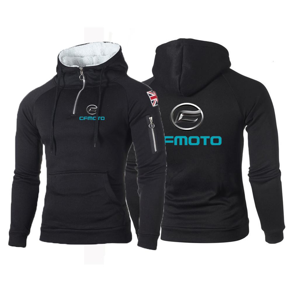 Herrenmode Frühjahr/Herbst 2025: Bequeme Kapuzenjacke mit Cfmoto-Logoprint, klassischer Cardigan mit Kordelzug, schmal geschnittener Mantel