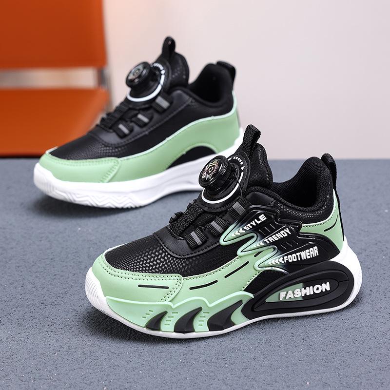 Waterdichte Leren Sportschoenen voor Jongens met Draaiknop voor Herfst/Winter 2025 - Ideaal voor Oudere Kinderen