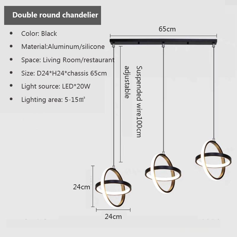 Modern Led Pendant Light Black Chandelier Pendant Lamp for Dining Room Hotel Bedroom Bedside Light Home Decor Hanging Lamp