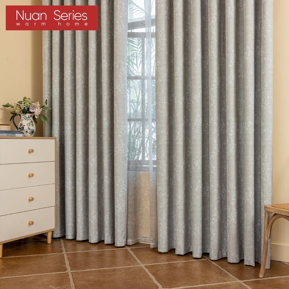 1PC Nuan Series Light Luxury Retro Solid-color Gray Fully Blackout Curtains for Bedroom Living Room Balcony Window for Home Decor