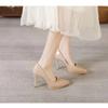 2024 Spring Autumn New Pointed Solid Color Simple Exterior Comfortable Women's High Heels Fashion Shallow Mouth Shoes for Women