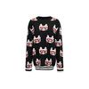 Trendy Casual Gathering Lightweight Animal Print Round Neck Pullover Long Sleeve Knit Sweater Women Sweater Black E27L2084