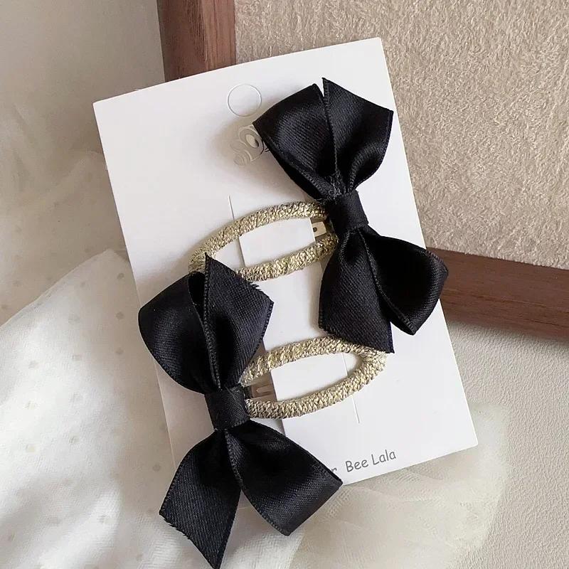 2 stuks Zwarte Kleur Elegante Prinses Haarspeld voor Kinderen Retro Kant Strik Peuter BB Clip Zoete Hoofddeksel Haaraccessoires